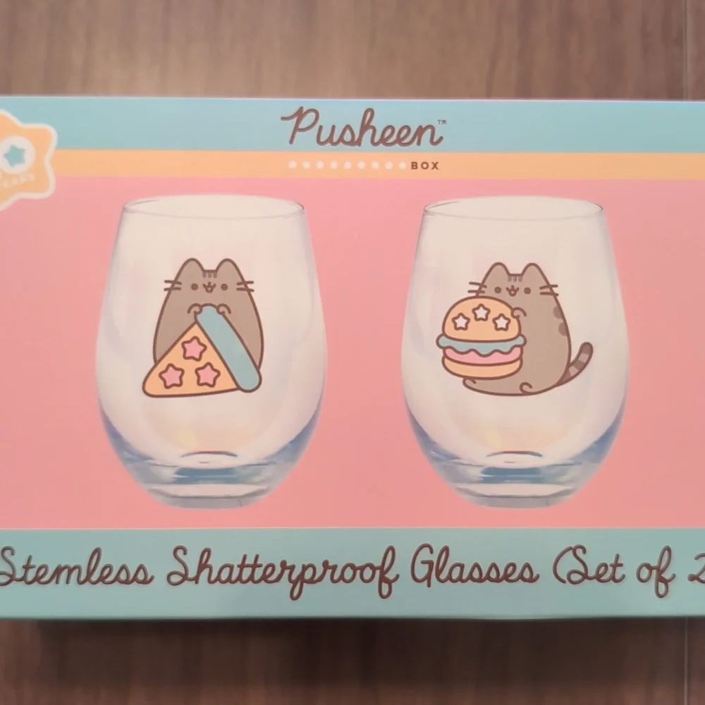 NIB Pusheen Box Exclusive Winter 2020 Stemless Shatterproof Wine Glasses - Picture 3 of 5